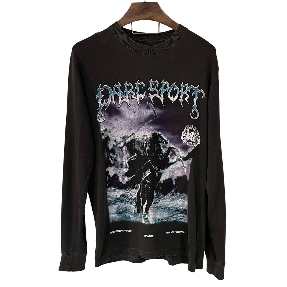 Darc Sport Wolves Club Long Sleeve Shirt Black Grim Reaper Heaven Has To Wait XL
